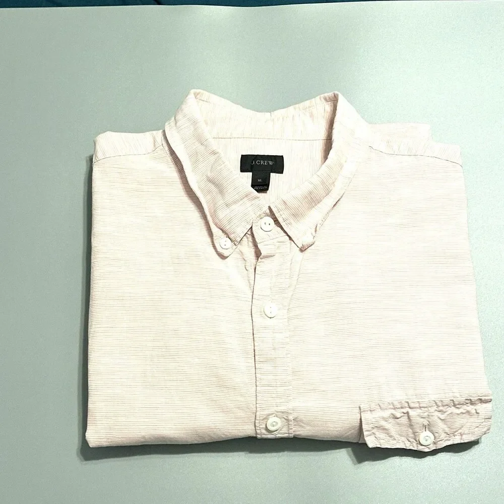 J Crew Baird McNutt Shirt Mens XL Pink Irish Linen Button Down Classic Woven